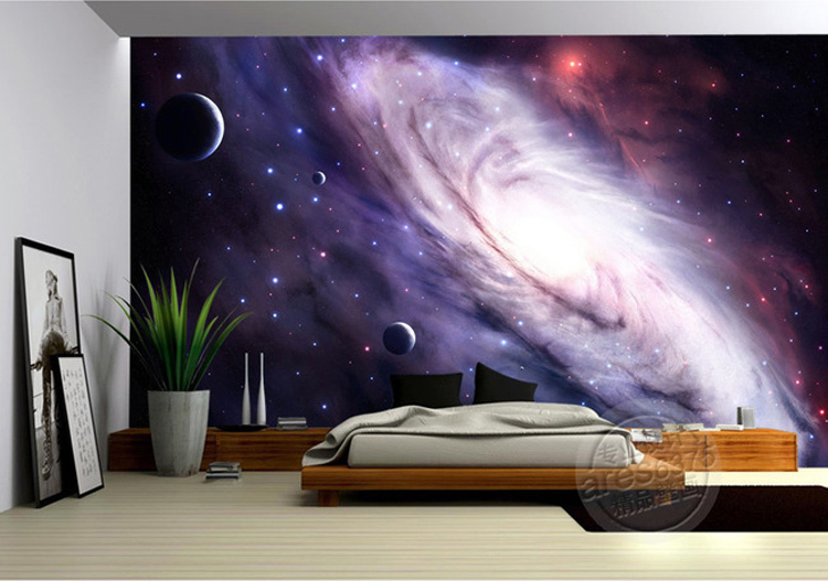 3d Purple Galaxy Wallpaper For Bedroom Charming Wall Mural Silk Photo Wallpaper Painting Wall Art Ceiling Kid S Room Room Decor