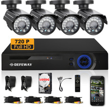 DEFEWAY 4ch NVR Kit for IP camera 4ch 960H video surveillance DVR KIT 4X800TVL outdoor camera onvif CCTV System 2TBHDD