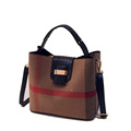 Chic Plaid Bucket Bag Women Trendy Splicing Simple Shoulder Bag Fashion Contrast Color Ladies Designer Handbag