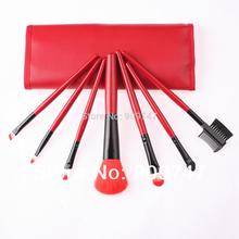 Professional red 7 pcs Makeup brush Tools make up brushes Cosmetic Brushes Free Shipping
