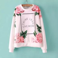 Elina 2015 Fashion womens ladies floral print sport sportswear harajuku sueter jogging femme survetement sweatshirt hoodie s m l