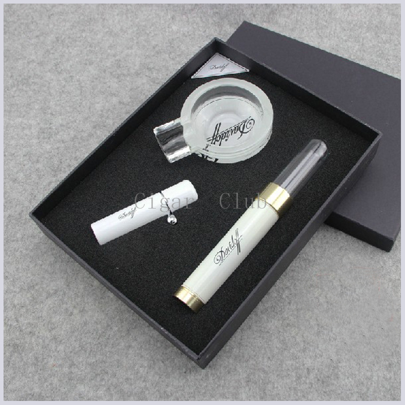 Davidof Luxury White Torch Jet Flame Cighter Lighter with Cigar Tube