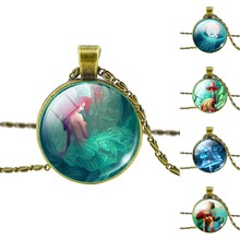 Fashion Bronze Pendant Necklace Vintage Fairy Marine Organisms Statement Chain Necklace Classic Jellyfish Necklace in Jewelry