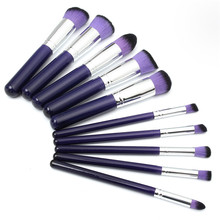 Wholesale 10Pcs Purple Makeup Brush Pen Set Eyeshadow Powder Blush Foundation Concealer Blending Kit Beauty Cosmetic
