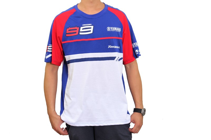Motorcycle-Motocross-casual-T-shirt-Jorge-Lorenzo-99-M1-Factory-Racing-Team-Moto-GP-Blue-red
