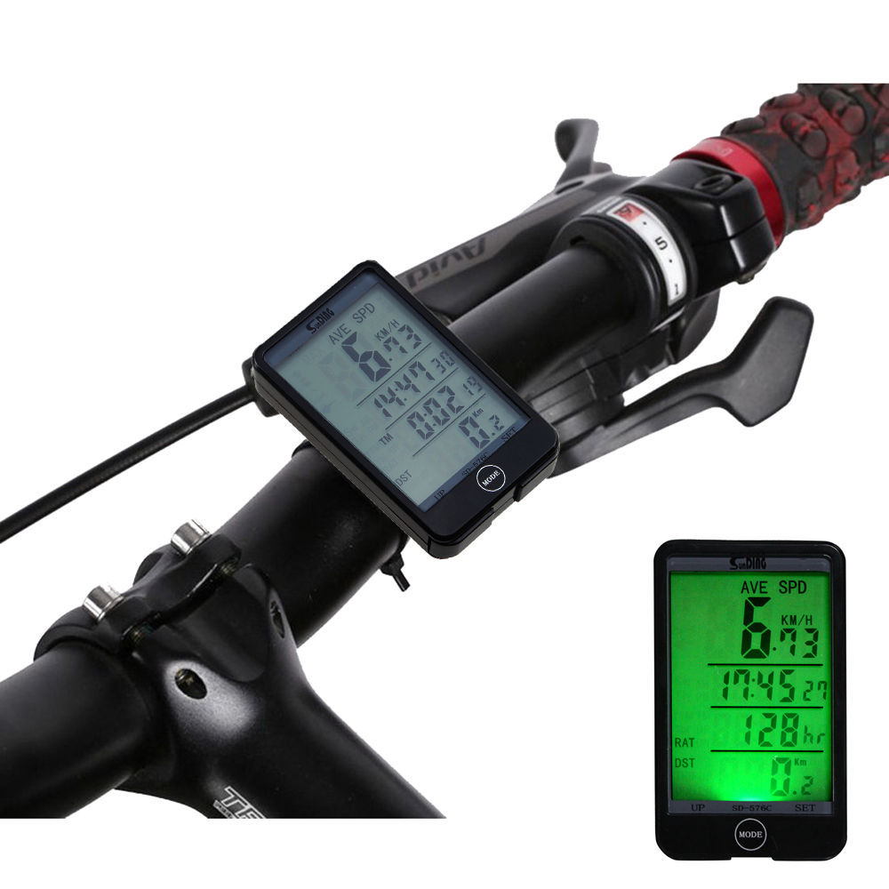 Waterproof Wireless Bicycle Computer Multifunction Large screen Backlight Bike Odometer Speedometer Bike Stopwatch with battery 