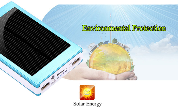 Cool 30000mAh Double USB Outputs Solar Battery Charger for iPhone / iPad / Samsung S4 / LG / MOTO / Nokia / Sony / HTC with LED Light