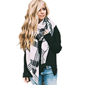 Fashion White Black Plaid Scarf Cashmere Pashmina Designer Blanket Brand Shawl Thicken Handkerchief Soft Winter Hijab