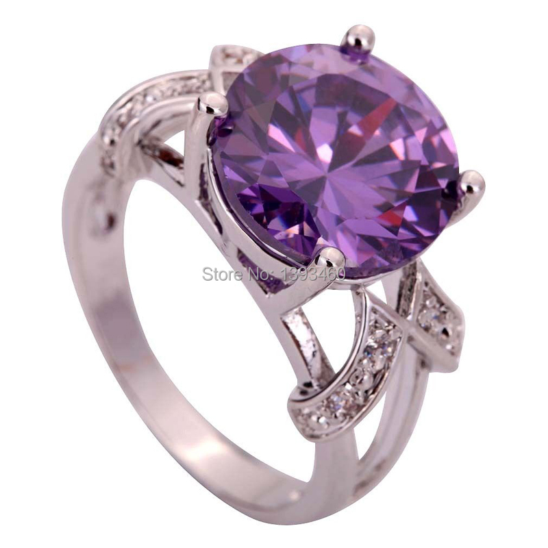 Free Shipping Fashion Wedding Jewelry Purple Amethyst 925 Silver Ring Size 6 7 8 9 10