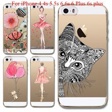 Телефон чехол для iPhone 4 4S, 5 5S 6, 6 s 6 s плюс мягкие TPU прозрачный очаровательная девушка задняя крышка силиконовый гель чехол