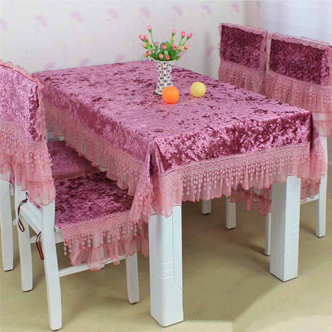 Rustic Fabric Lace Table Cloth Chair Covers Set Tablecloth