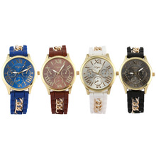 2015 venta caliente moda silicón de corea mujer lujo oro cadena casual reloj de cuarzo reloj jalea reloj de pulsera envío gratis