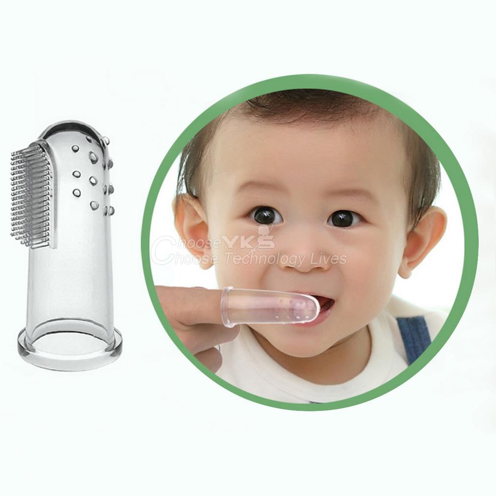 Baby Kid Soft Silicone Finger Toothbrush Gum Massager Brush Clean Teeth YKS
