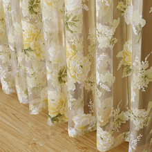 Modern rose floral tulle for window curtain sheer Curtains for living room the bedroom window Screening panel