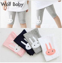 Retail 2-7years 4 color rabbit footless girls knee length kid Five pants Cropped clothing kids leggings children’s summer cool