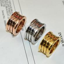 316l titanium stainless steel 3 band spring gear ring men women luxury couple engagement ring male female brand jewelry logo