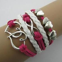 2014 new Fashion jewelry leather Double infinite multilayer bracelet factory price wholesales