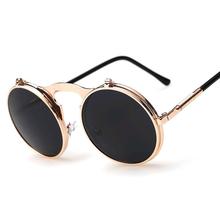 Steam Punk Clamshell Sunglasses Round Vintage Retro Renovate Designer For Men’s gafas Can Make Prescription Len Oculos Masculino