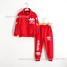 2015 Brand Boys Winter Autumn Sports suit 2 pieces set Tracksuits Kids Clothing sets 100-140cm Casual clothes Coat+Pant