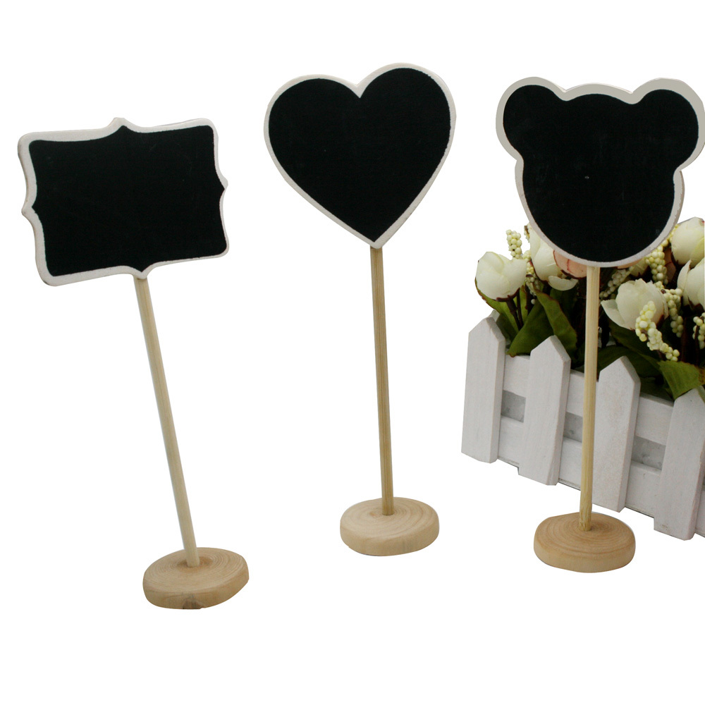 5pieces Mini Wooden Wood Chalkboard Blackboard On Stick Stand Holder Table Number Tag for Wedding Event