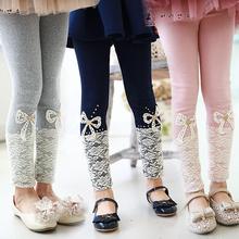 2015 Children Spring Winter Sweet Baby Girls Bow Lace Pants Cotton Leggings Girl Pencil Pants Fashion Leggings Kids Clothes