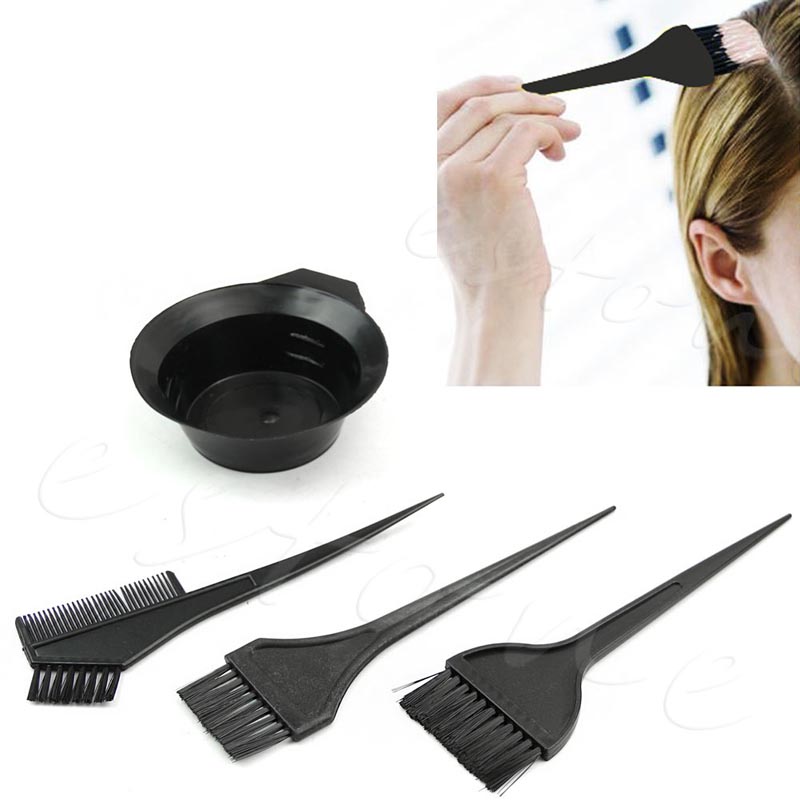 Free shipping 4Pcs Hairdressing Brushes Bowl Combo Salon Hair Color Dye Tint Tool Set Kit New