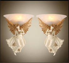 Modern Brief Arandela Led Wall Lamp Fashion European Wall Light Angel Girl Lampshade Sconce Bedroom E27 Apliques Pared Fixtures