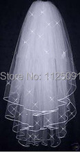 Promotion Free Shipping High Quality Soft Bridal Illusion White Ivory 3T Ribbon Edges with pearls Bridal