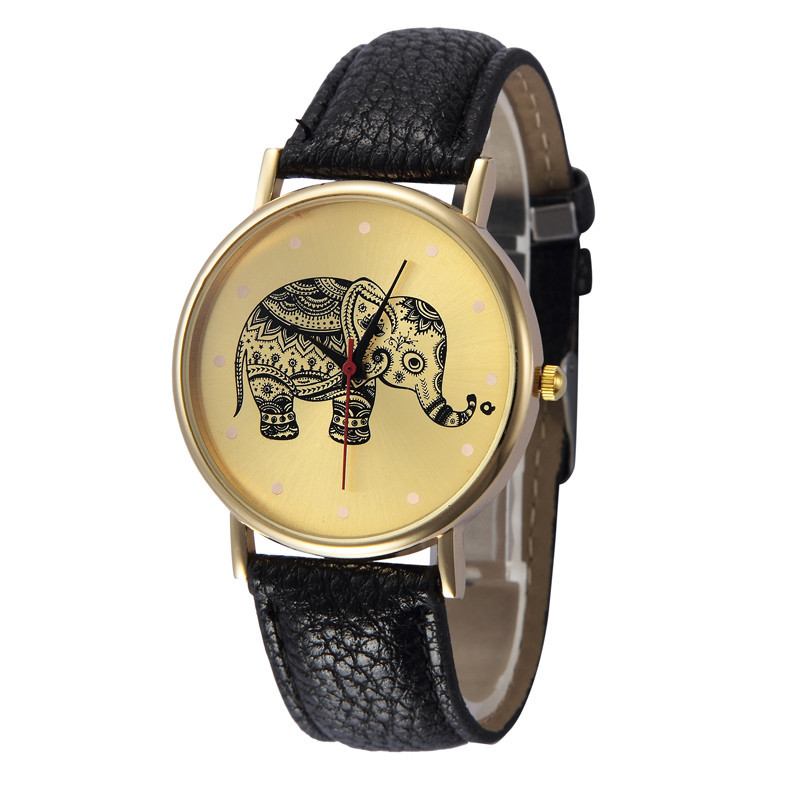Roman 6 Color Fashion Casual Roman Elephant Patterns Leather Band Analog Quartz Vogue Wrist Watches relogio