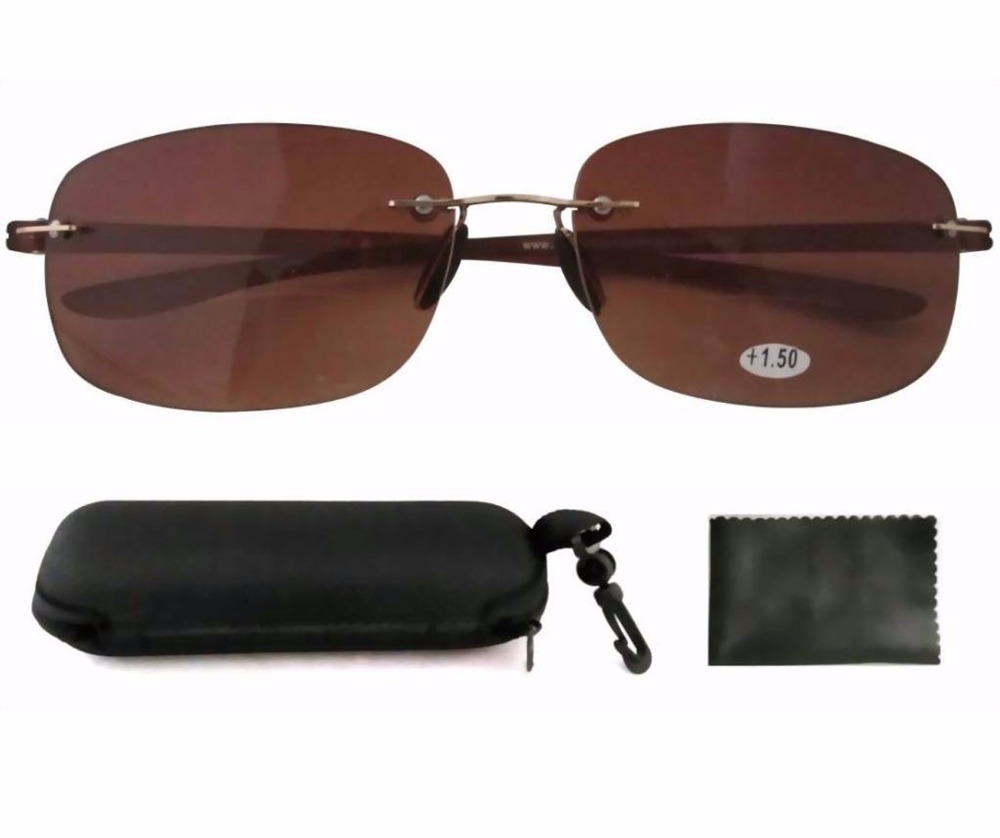 SR14002 Patented Sun Readers Rimless Bifocal Sunglasses For Men and Women W case 1 00 1