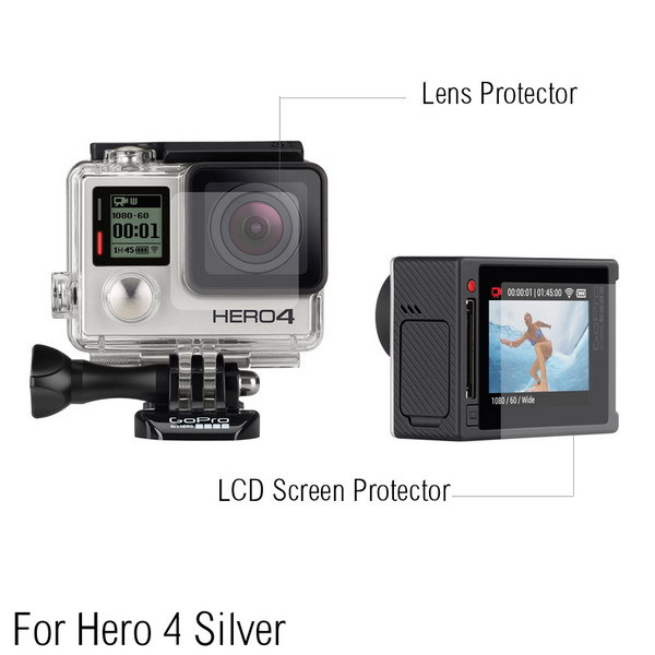 Гаджет  Ultra Clear LCD Screen Protector + Waterproof Housing Glass Lens Protector Film For GoPro hero 4/3+ Silver None Бытовая электроника