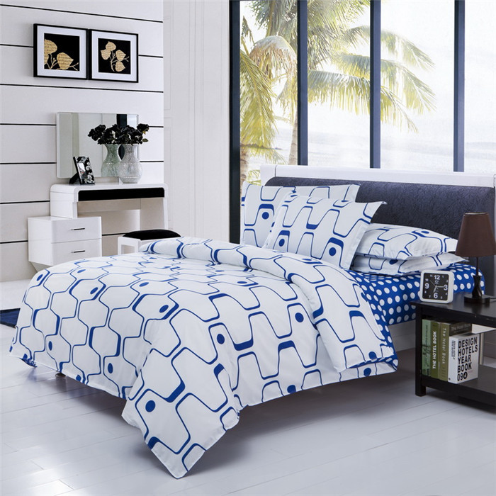 ... Queen Bed Cover King Size Geometric Duvet Covers Blue Polka Bed Sheet