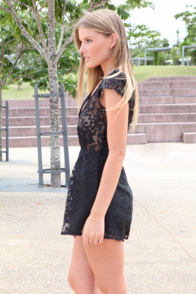 2015 New Arrival Black Lace Jumpsuits V Neck Sexy Womens Rompers White Black Choose YJ7023-0
