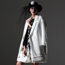2016 Big Design Brand Composite PVC Mesh Coat Long White font b Trech b font Coat