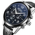MEGIR Top Brand Chronograph Quartz Watch Men Luxury Genuine Leather Watches Male Waterproof Multifunstion Wristwatches