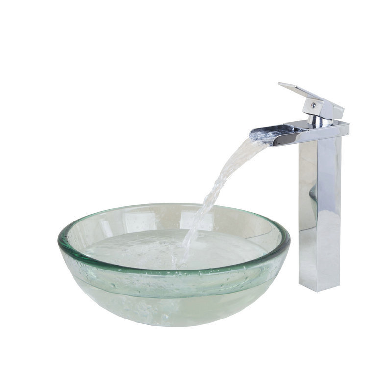 Contemporary Transparent Tempered Glass Round Wash Basin Vessel Sink ...