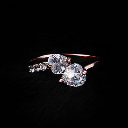 2 Color 2014 hot New Design Fashion double heart 18k gold Plated Zircon Austrian Crystal wedding