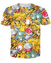 3D Fashion Pikachu in Kandiland T-Shirt all-over print pokemon fantasy T Shirts Summer Short Sleeve Cartoon Tees For Women Men