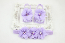 New Baby girls Barefoot Sandals First Walkers Newborn Infant Flower Shoes sandalia infantil menina Headband Sandals