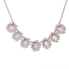 Hot Sale Vintage jewlery 2014 Lot Color Rhinestone bijoux Oval pendant long necklace Rose Gold Plated