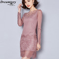 Lace Sexy V Neck Long Sleeve Tops Newest Leaf shape stitching Fall Women Blouses Elegant Shirt