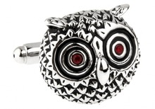Novelty Cufflinks for Men’s Shirt Black & Red Owl Cufflinks Good Design Animal High Quality Cuff Links