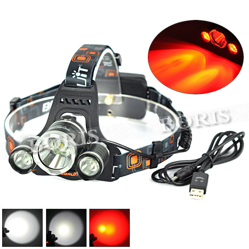 Headlight 5000 Lumens XM-L T6 LED Headlamp Flashlight Head Lamp Light linternas frontales cabeza for Hunting+ USB Charger