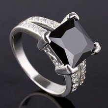 Bulk Lots 6 Pieces JV0698 Party Gift Yin black Onyx 9x9mm Square Stone Silver Fashion Ring