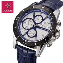 Julius hombres de Homme reloj de cuarzo horas mejor vestido de moda de corea venda de cuero pulsera regalo de cumpleaños del muchacho JAH056