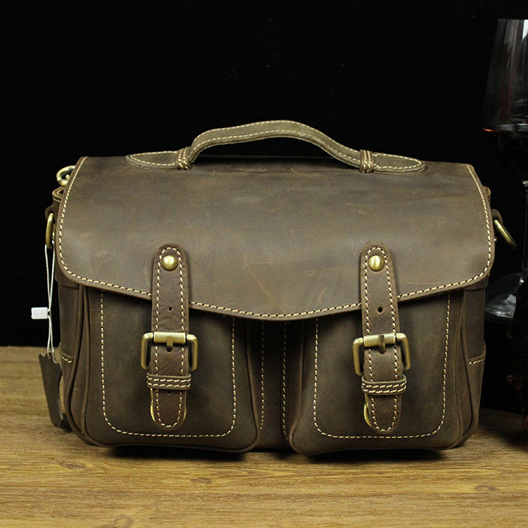 Vintage corium Camera bag For Canon Sony Nikon Shoulder Bag cow leather Messenger Bag handbag ...
