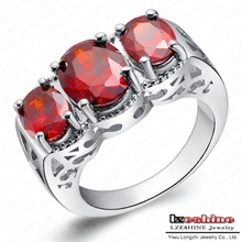 Cool Punk Rock Ring Christmas Gifts Real Platinum Plated Imitation Ruby Stone Ring WX-RI0135