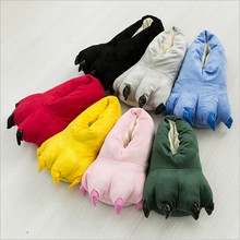 Free Shipping 2016 Funny Animal Paw Slippers Cute Monster Claw Slippers Cartoon Slipper Warm Soft Plush Winter Indoor Shoes