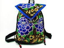 Tribal Vintage Hmong Thai Indian Ethnic Boho hippie ethnic bag rucksack backpack bag pom pom trim