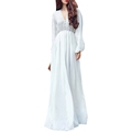 Hot Sale Women White Boho Evening Party Long Maxi Beach Dress Chiffon Sundress N2